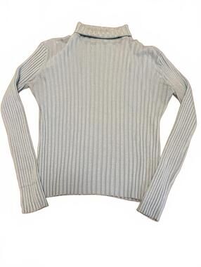 Light Blue Ribbed Turtleneck Sweater